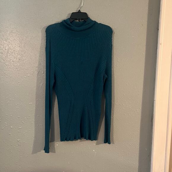 Lane Bryant Women's Long Sleeve Teal Knit Turtle Neck Shirt Sz 22/24 Feminine - Picture 4 of 5